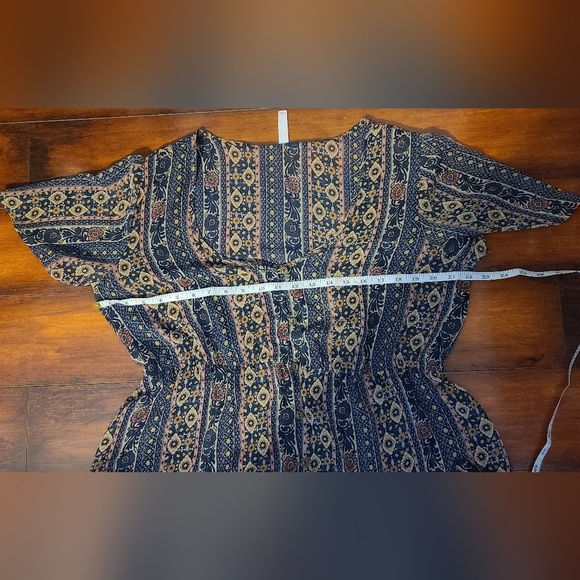 Xhilaration Blue Cream Sundress/Maxi dress with Flutter Sleeves - Picture 11 of 11